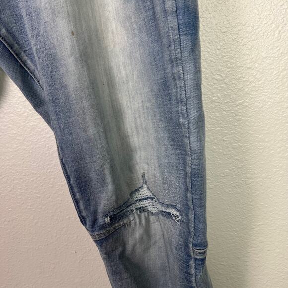 Smoke Rise Jeans Mens Size 38x32 Distressed Ripped Light Wash Slim Fit Denim - Picture 7 of 13